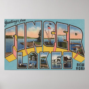 Finger Lakes, New York - Large Letter Scenes Poster