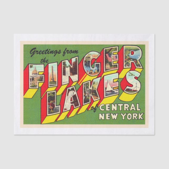 Finger Lakes New York NY Large Letter Postcard Tissue Paper (Front)