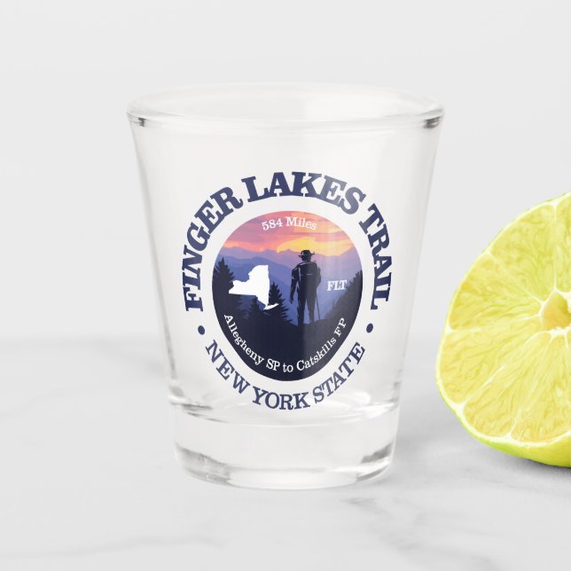 Finger Lakes Trail (rd2) Shot Glass (Front)