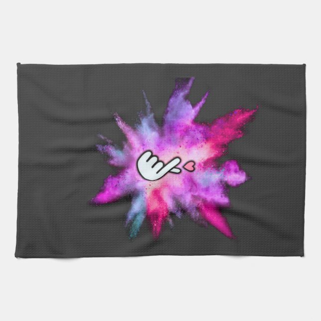 Finger Love Sign Tea Towel (Horizontal)