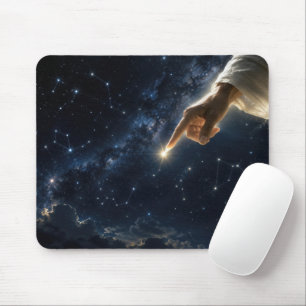 Finger of God Placing a Star in the Night Sky Mouse Mat