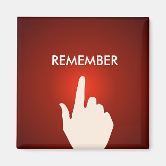 Finger on the red glowing button Magnet