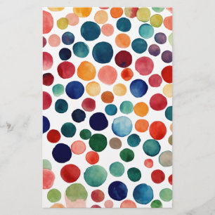 Finger painting Fun, watercolor polka dot pattern Stationery