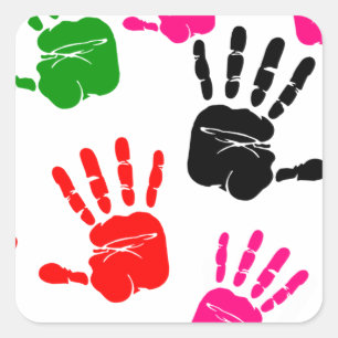 Finger Painting Hands Kids Amazing Fab Preschool Square Sticker