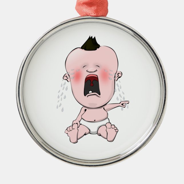  Finger Pointing Crying Baby  Metal Tree Decoration (Front)