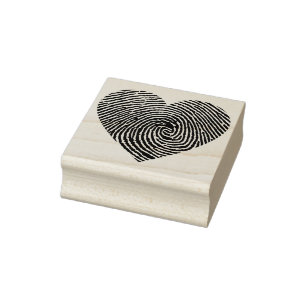 Finger Print Heart  Rubber Stamp 