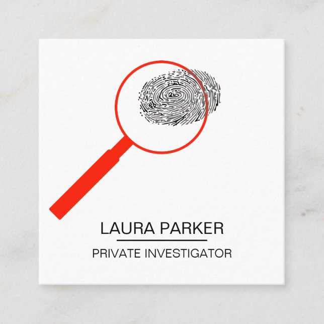 Finger Print Investigator Security Detective Square Business Card (Front)