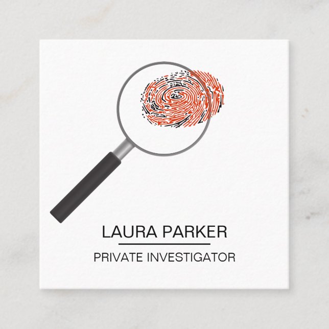 Finger Print Investigator Security Detective Square Business Card (Front)