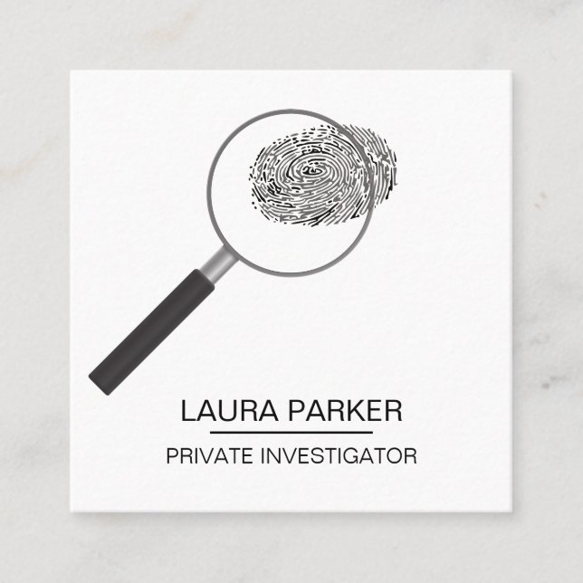 Finger Print Investigator Security Detective Square Business Card (Front)