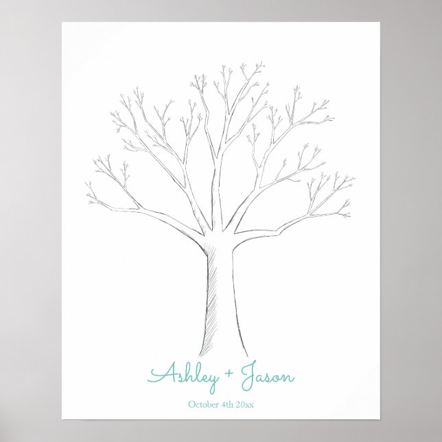 Finger print tree wedding guestbook alternative (Front)