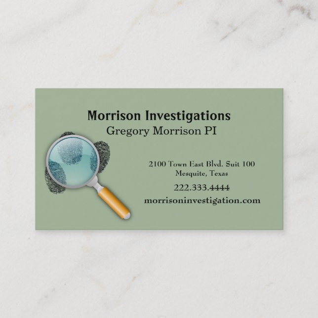 Finger Prints Private Investigation Business Card (Front)