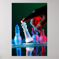 Finger tilting a chess piece on Chess Board