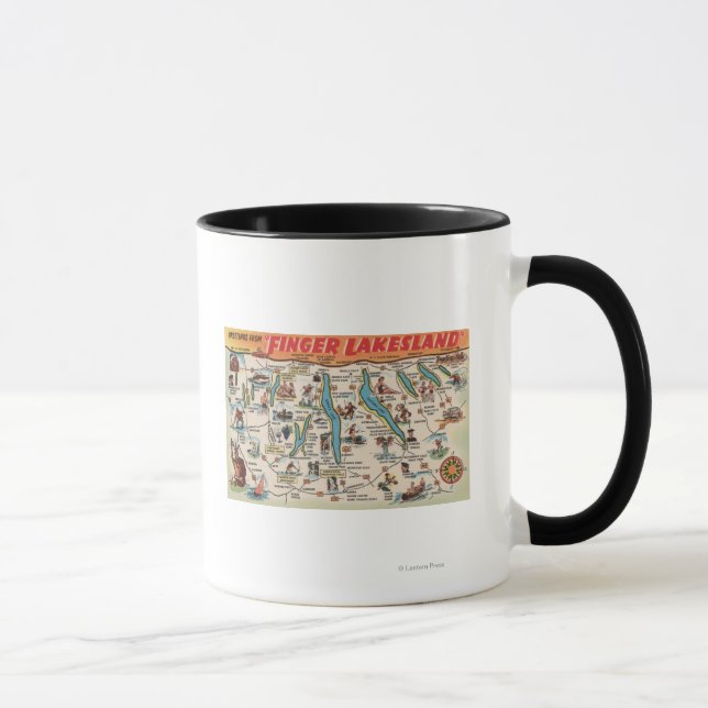 Fingerlakes, New York - Detailed Map Mug (Right)