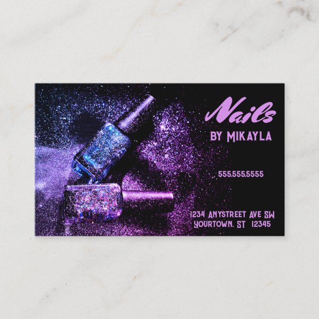 Fingernail Polish and Glitter Nail Artist Manicure Business Card (Front)