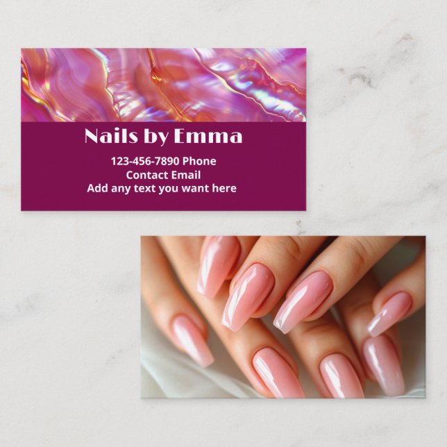 Fingernails Nail Technician Beauty Manicure Business Card (Front/Back)