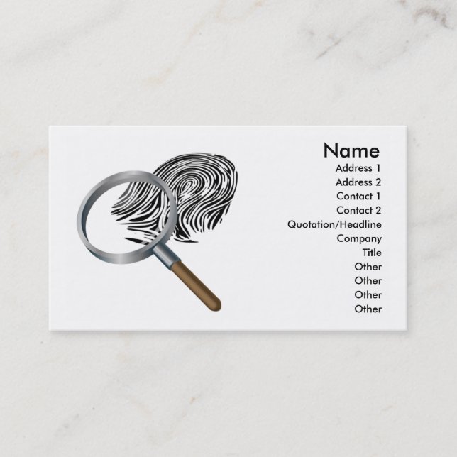 fingerprint and magnifying glass detection search business card (Front)