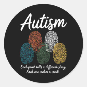 Fingerprint Autism6 Classic Round Sticker