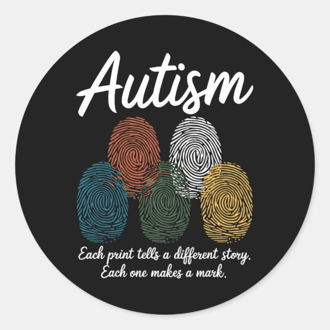 Fingerprint Autism6  Classic Round Sticker (Front)