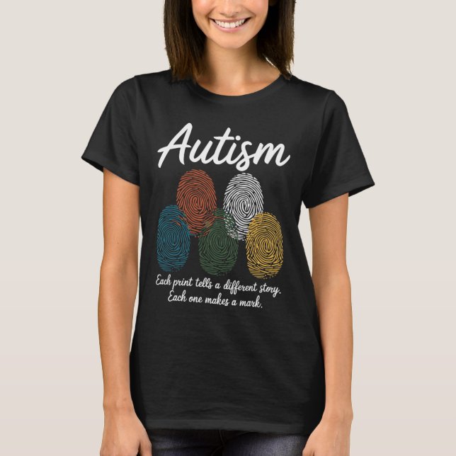 Fingerprint Autism6  T-Shirt (Front)