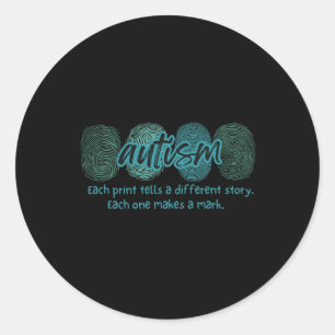 Fingerprint Autism Awareness Classic Round Sticker