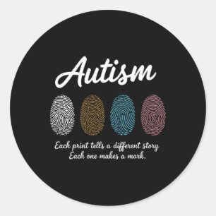 Fingerprint Autism Awareness Month Teachers Differ Classic Round Sticker