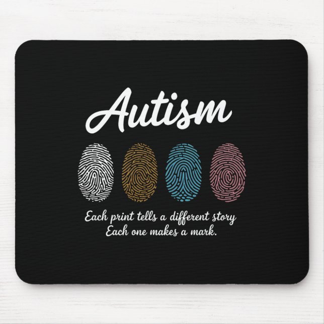 Fingerprint Autism Awareness Month Teachers Differ Mouse Mat (Front)