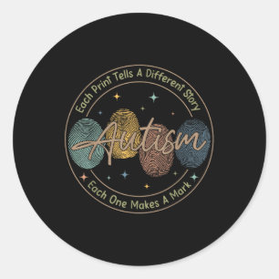 Fingerprint Autism, Each Print Tells A Different S Classic Round Sticker