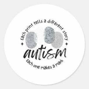 Fingerprint Autism Each Print Tells A Different St Classic Round Sticker