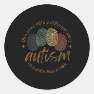 Fingerprint Autism Each Print Tells A Different St Classic Round Sticker