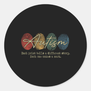 Fingerprint Autism Each Print Tells A Different St Classic Round Sticker