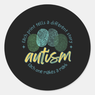 Fingerprint Autism Each Print Tells A Different St Classic Round Sticker