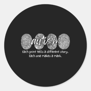 Fingerprint Autism Each Print Tells A Different St Classic Round Sticker
