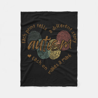 Fingerprint Autism Each Print Tells A Different St Fleece Blanket