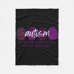 Fingerprint Autism Each Print Tells A Different St Fleece Blanket