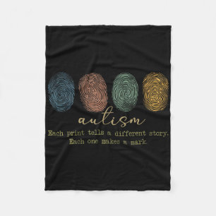 Fingerprint Autism Each Print Tells A Different St Fleece Blanket