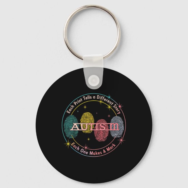 Fingerprint Autism Each Print Tells A Different St Key Ring (Front)
