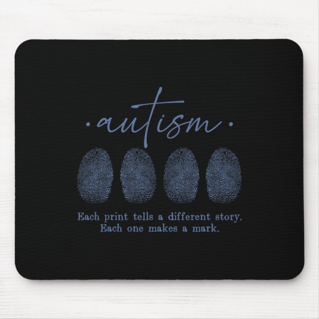 Fingerprint Autism Each Print Tells A Different St Mouse Mat (Front)
