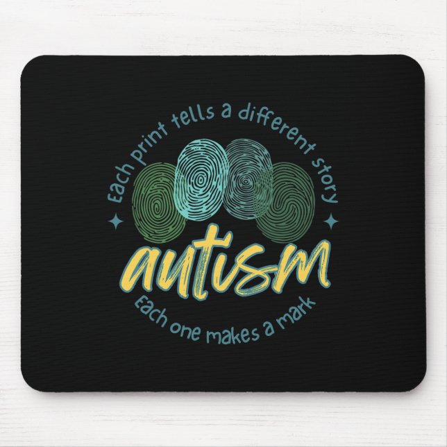 Fingerprint Autism Each Print Tells A Different St Mouse Mat (Front)
