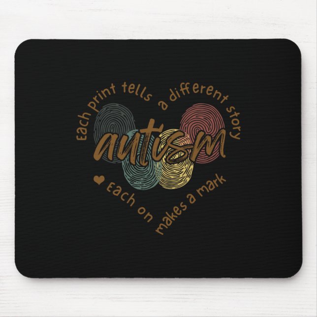 Fingerprint Autism Each Print Tells A Different St Mouse Mat (Front)