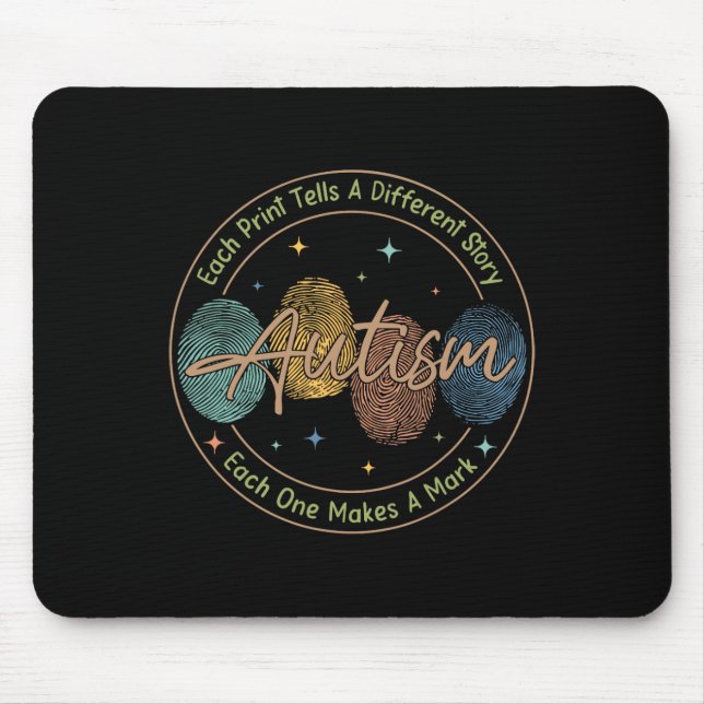 Fingerprint Autism Each Print Tells A Different St Mouse Mat (Front)