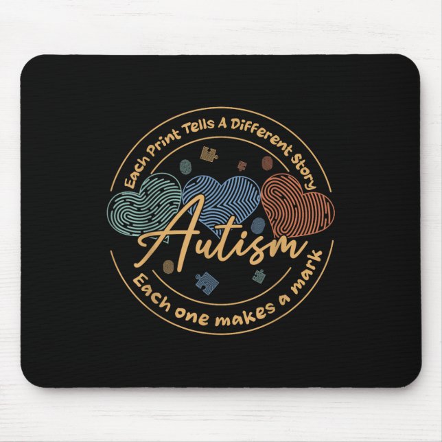 Fingerprint Autism Each Print Tells A Different St Mouse Mat (Front)
