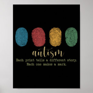 Fingerprint Autism for Men Women Mum Family Autism Poster
