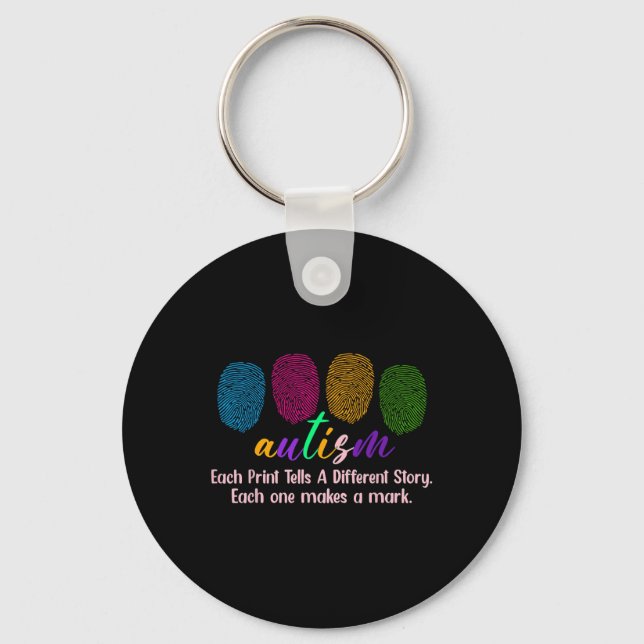Fingerprint Autism Shirt1  Key Ring (Front)