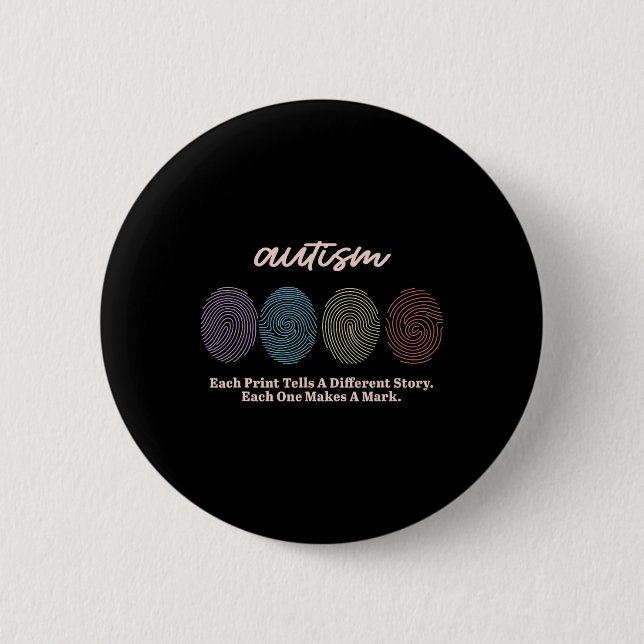 Fingerprint Autism Tees  6 Cm Round Badge (Front)