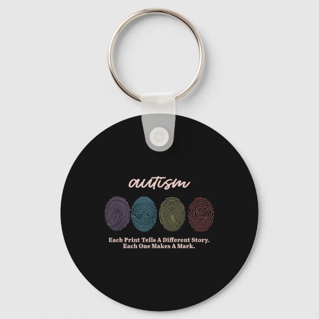 Fingerprint Autism Tees  Key Ring (Front)