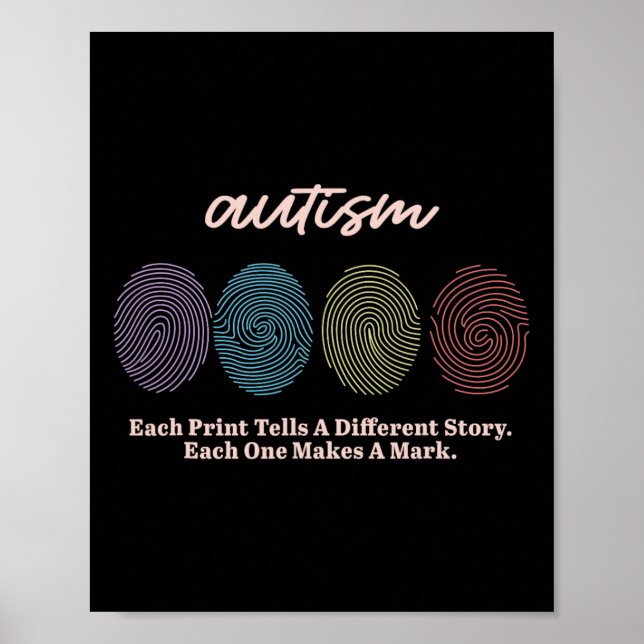 Fingerprint Autism Tees  Poster (Front)