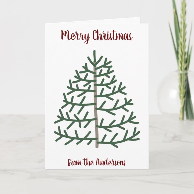 Fingerprint Christmas Tree Family Holiday Card (Front)