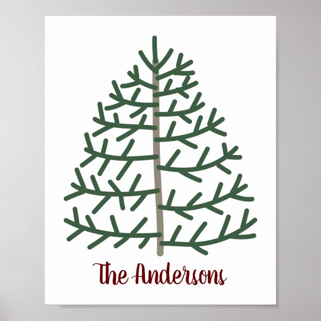 Fingerprint Christmas Tree Family Holiday Keepsake Poster (Front)