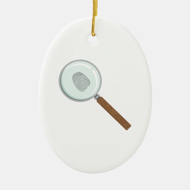 Fingerprint Clue Ceramic Tree Decoration (Front)