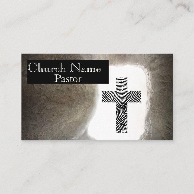 Fingerprint Cross Empty Tomb Church Pastor  Business Card (Front)